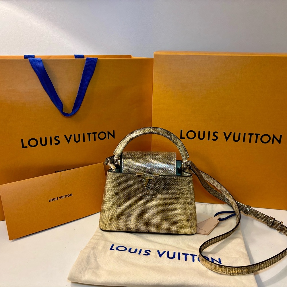 Louis Vuitton Karung Snake Capucine Shimmering Gold and Black Mini Handbag